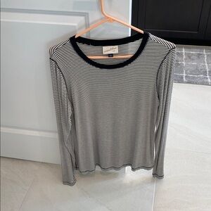Black and White Striped Long Sleeve Top